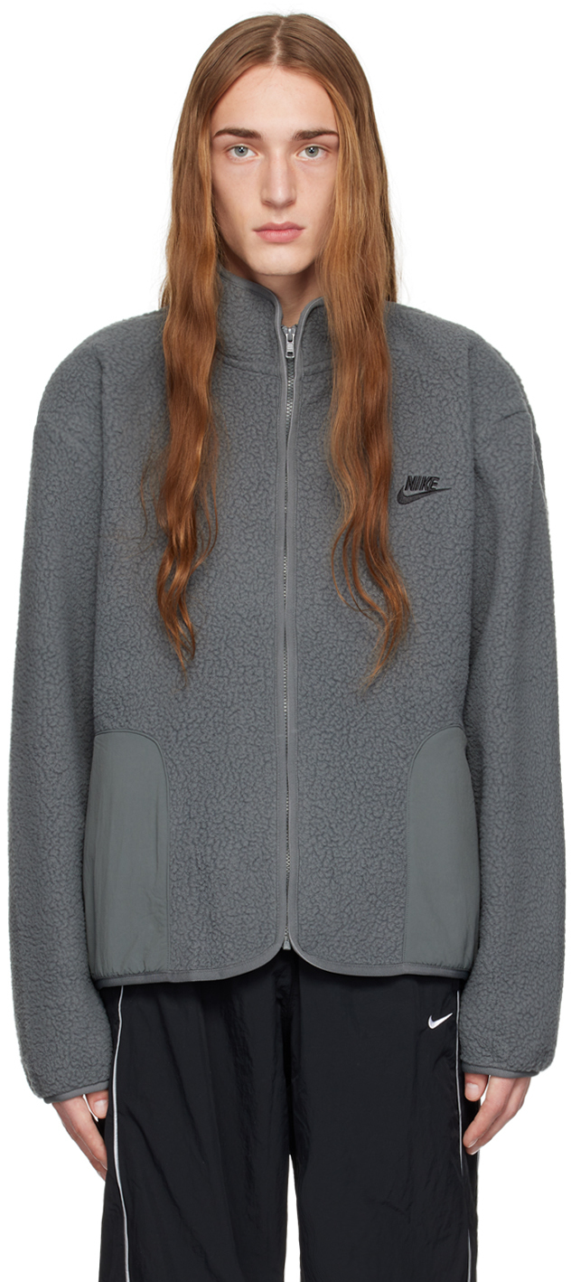 Nike Gray Winterized Jacket In Iron Grey/black