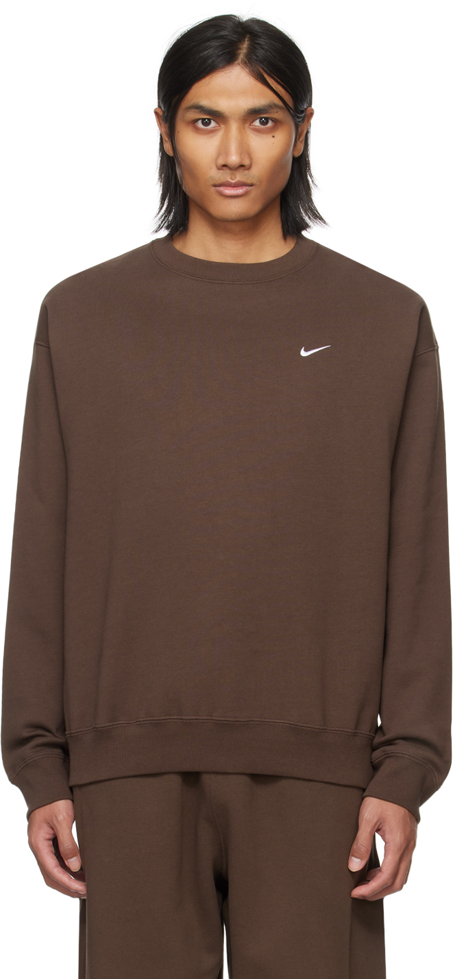 Nike Solo Swish-logo Sweatshirt In Baroque Brown/white