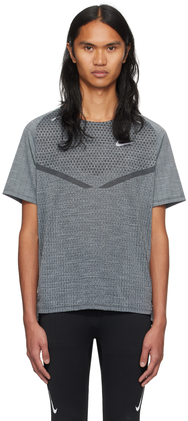 Nike Gray Techknit T-shirt In Black/smoke Grey/ref