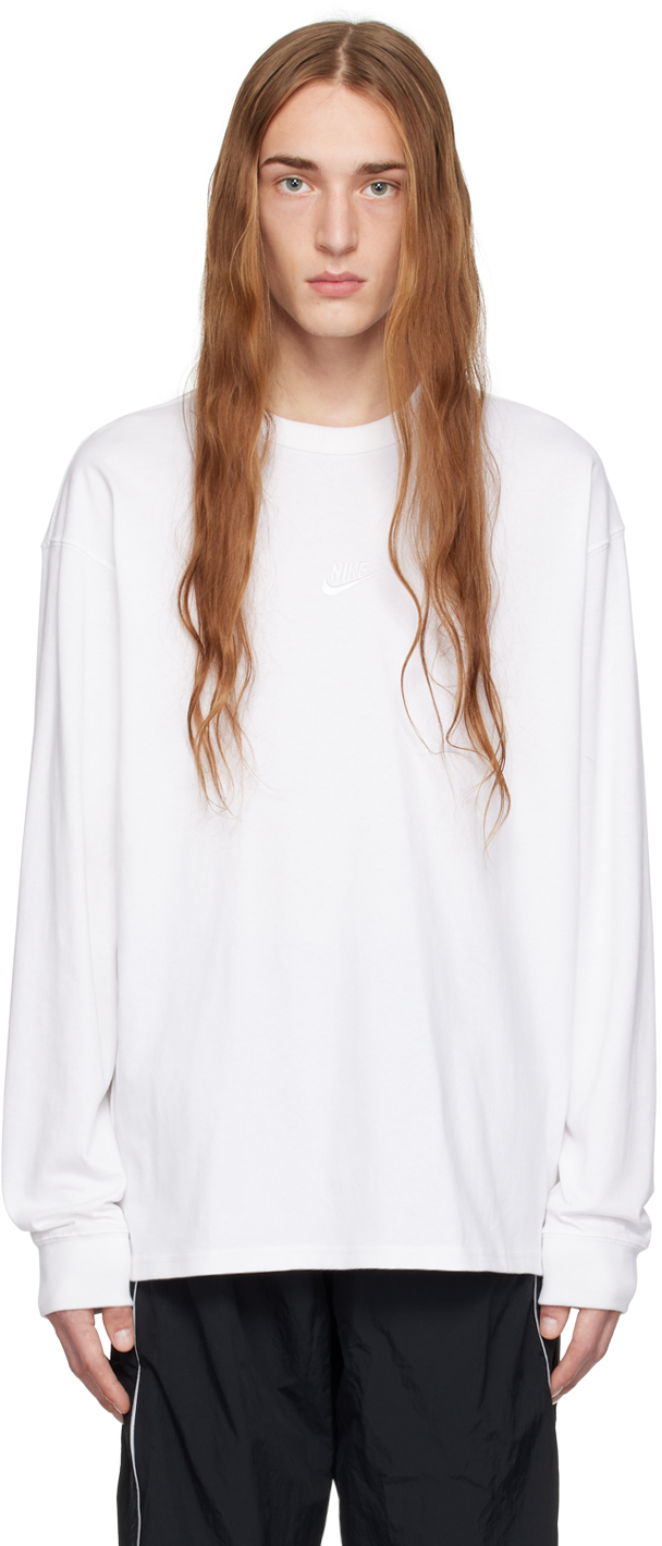 Shop Nike White Embroidered Long Sleeve T-shirt In White/white