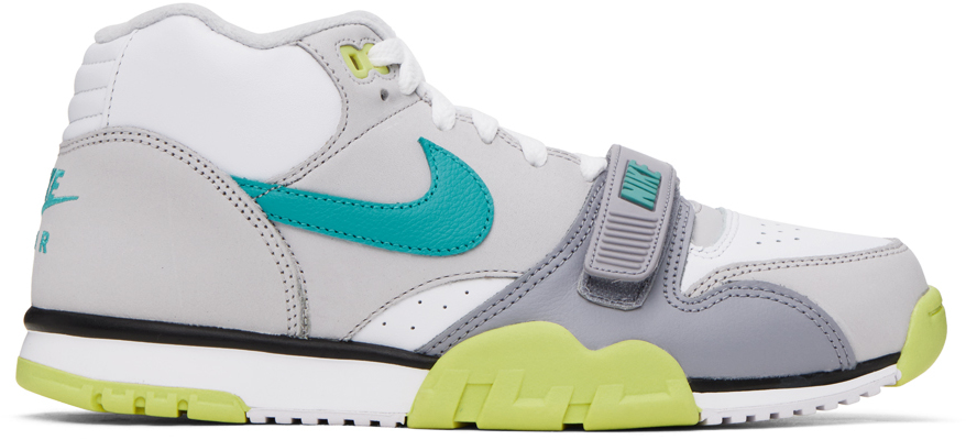 Shop Nike Gray & White Air Trainer 1 Sneakers In White/teal Nebula-ne