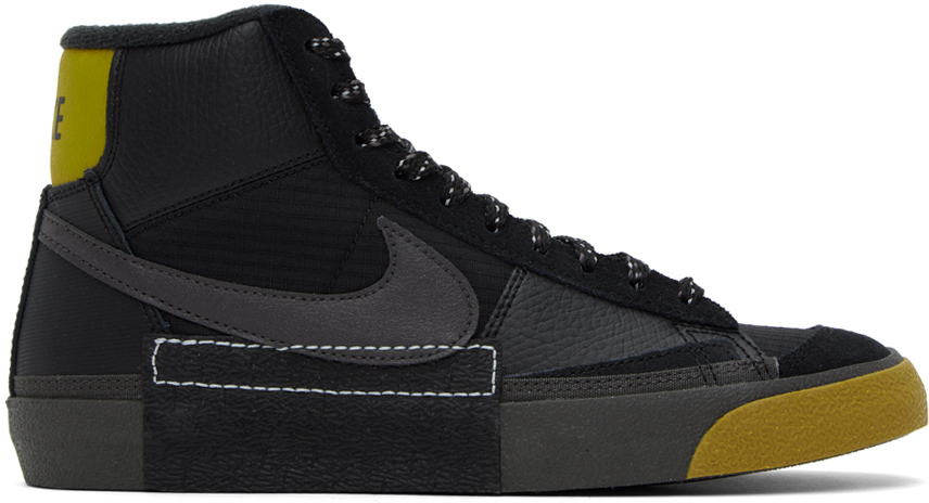 Shop Nike Black Blazer Mid Pro Club Sneakers In Black/medium Ash-bro