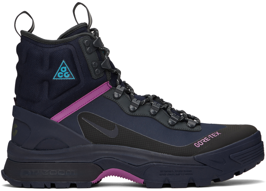 Shop Nike Navy Gaiadome Boots In Obsidian/teal Nebula