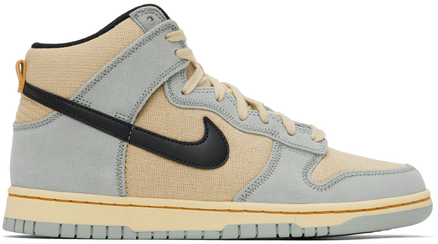 Nike Beige & Blue Dunk Hi Retro Se Sneakers In Grain/black-light Pu