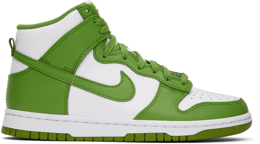 Shop Nike White & Green Dunk High Retro Sneakers In White/chlorophyll-wh