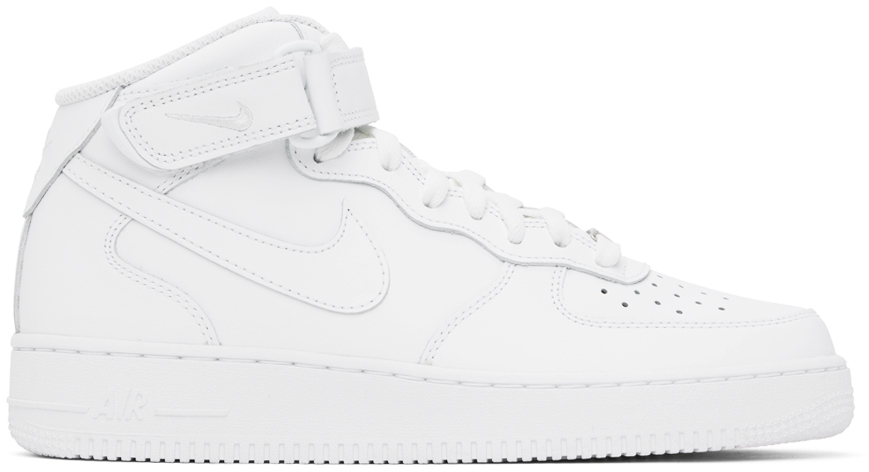 Shop Nike White Air Force 1 Mid '07 Sneakers In White/white