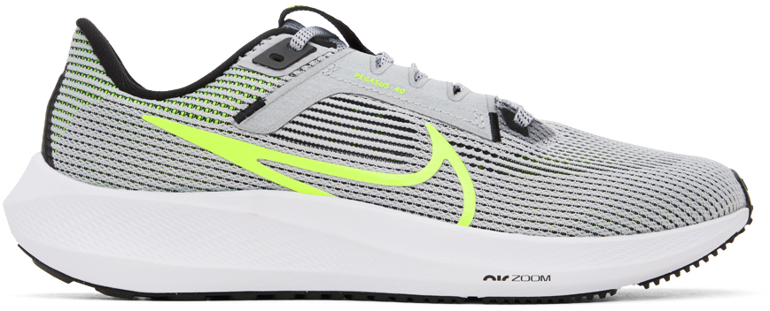 Shop Nike Gray & Green Pegasus 40 Sneakers In Wolf Grey/volt-black