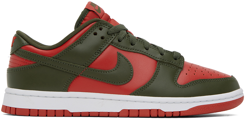 Nike Red & Khaki Dunk Low Retro Sneakers In Mystic Red/cargo Kha