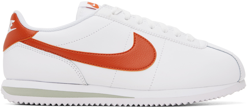 Nike White & Orange Cortez Sneakers In White/campfire Orang