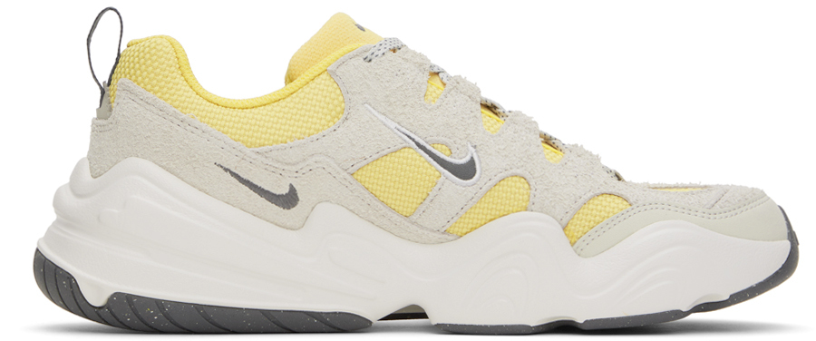 Shop Nike Yellow & Gray Tech Hera Sneakers In Saturn Gold/iron Gre