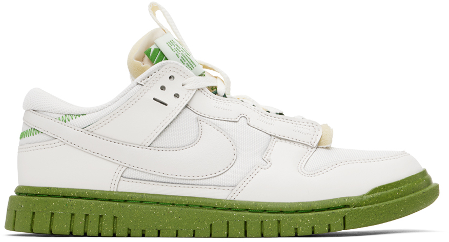 Shop Nike White & Green Air Dunk Low Jumbo Sneakers In Phantom/phantom-chlo