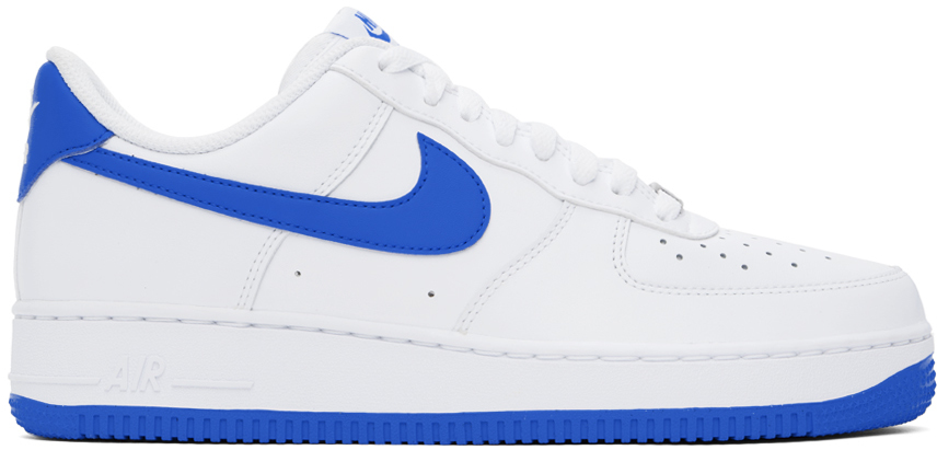 Nike White & Blue Air Force 1 '07 Sneakers In White/photo Blue-whi