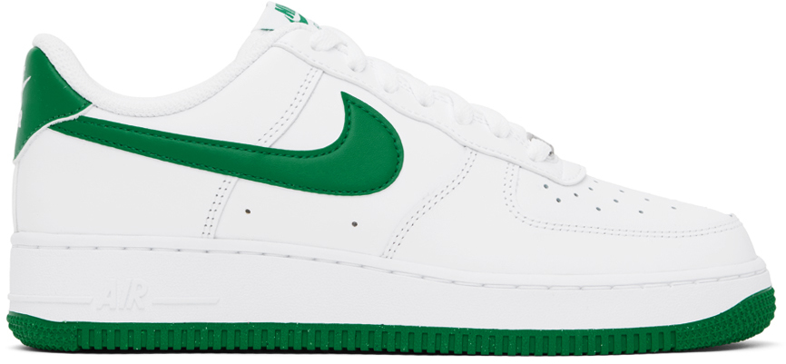 White & Green Air Force 1 '07 Sneakers