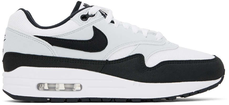 Shop Nike White & Black Air Max 1 Sneakers In White/black-pure Pla