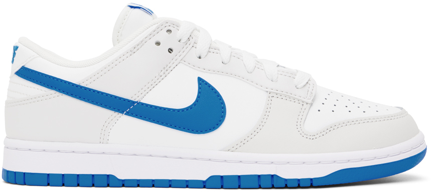 Shop Nike Off-white & Blue Dunk Low Retro Sneakers In Summit White/photo B