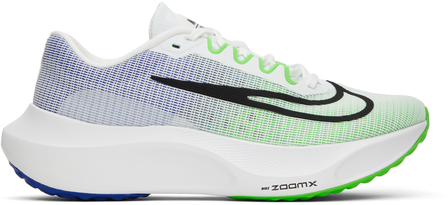 Shop Nike White Zoom Fly 5 Sneakers In White/black-green St