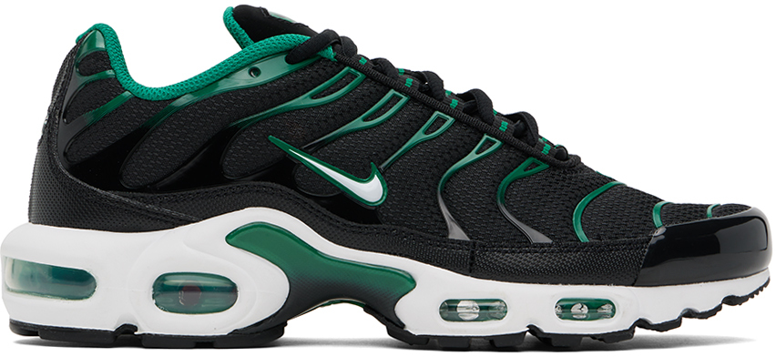 Shop Nike Black & Green Air Max Plus Sneakers In Black/white-malachit