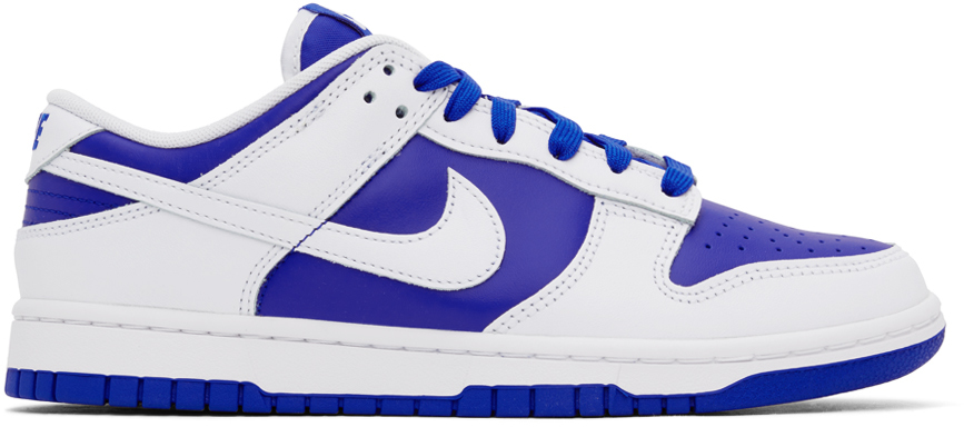 Shop Nike Blue & White Dunk Low Sneakers In Racer Blue/white-whi