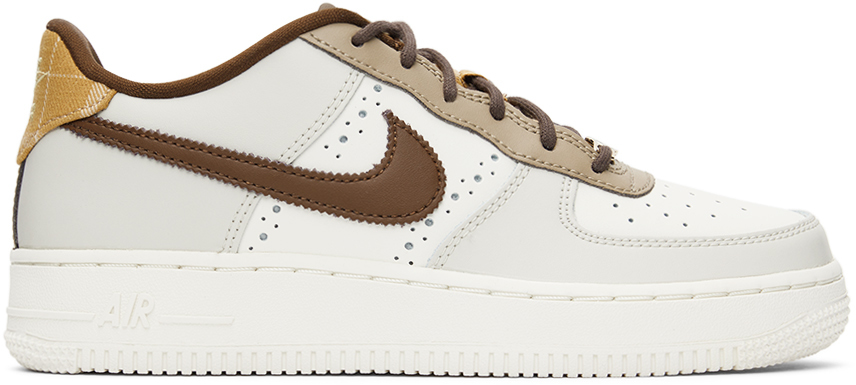 Nike Kids Brown & White Air Force 1 Lv8 Big Kids Sneakers In Sail/cacao