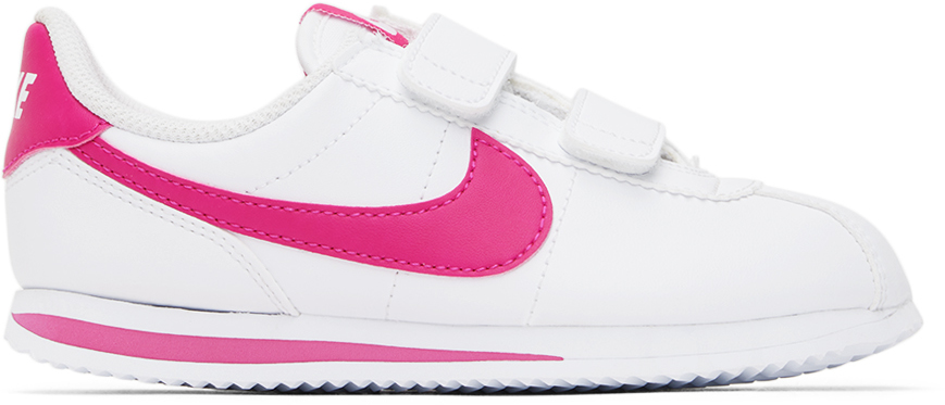 Nike Kids White Cortez Basic Sl Little Kids Sneakers In White/pink Prime