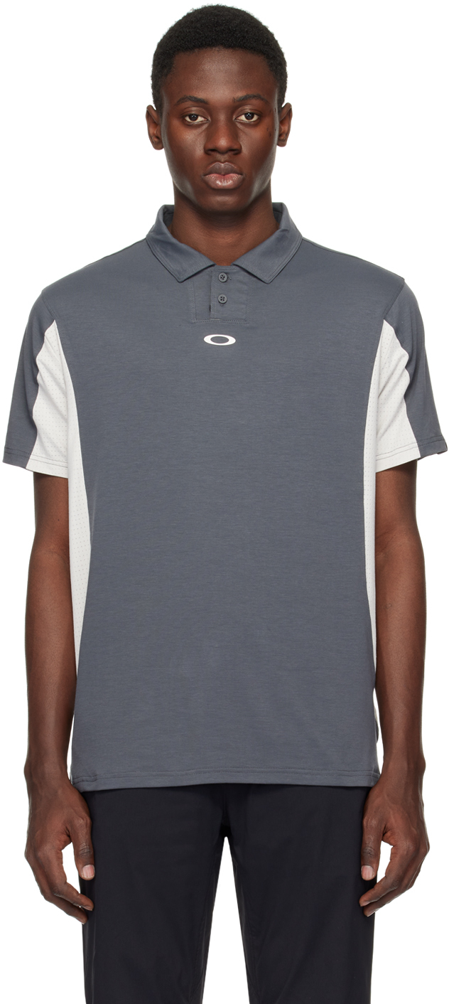 Shop Oakley Gray Button Polo In 25n Uniform Grey
