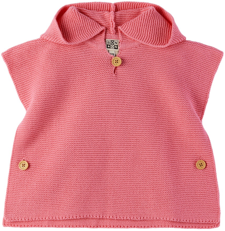 Shop Bonton Baby Pink Hooded Poncho In Pink Loulou