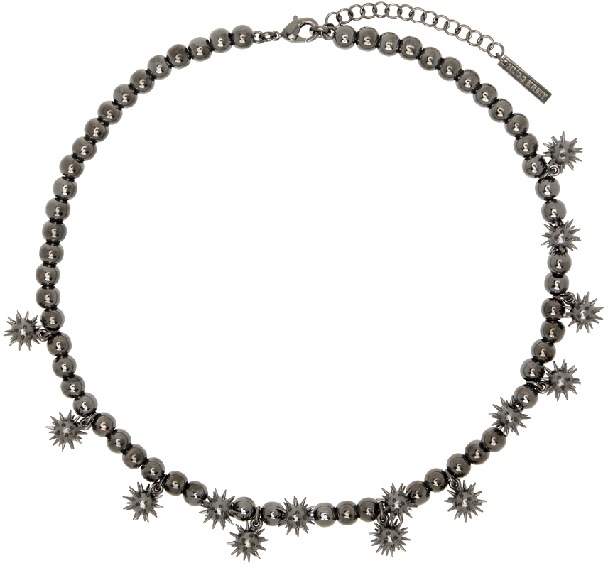 SSENSE Exclusive Gunmetal Spiky Pearl Necklace