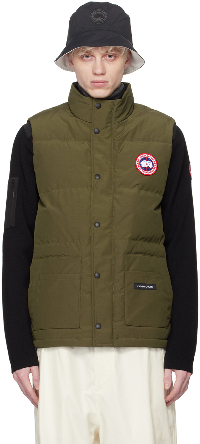 Shop Canada Goose Khaki Freestyle Crew Down Vest In Military Green