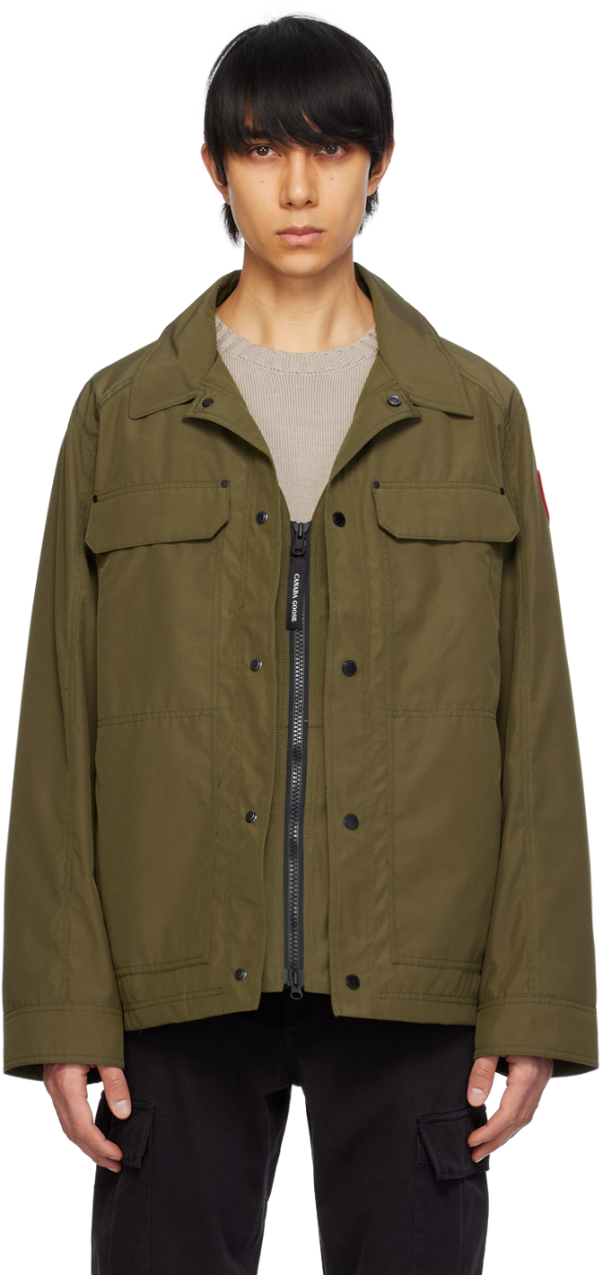 Shop Canada Goose Khaki Burnaby Jacket In Military Green