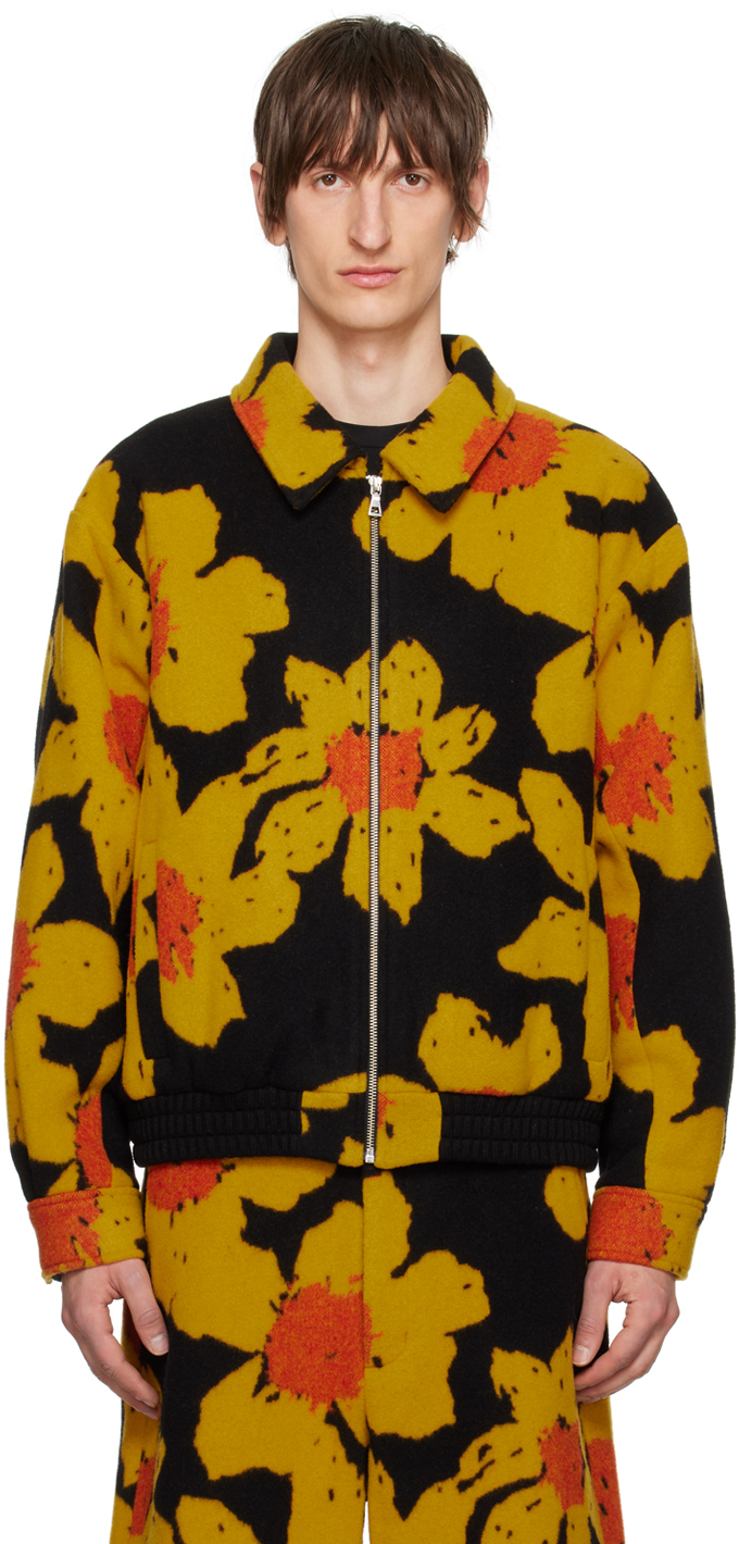 Shop The Elder Statesman Black & Yellow Senna Jacket In C913 Floral