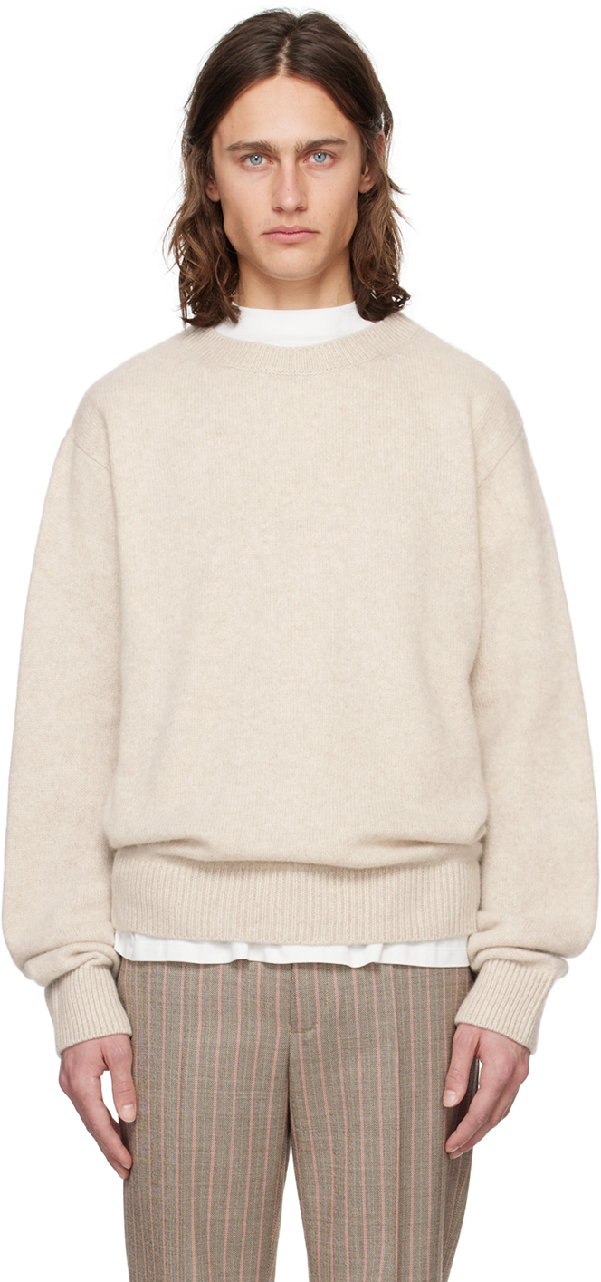 Shop The Elder Statesman Off-white Simple Sweater