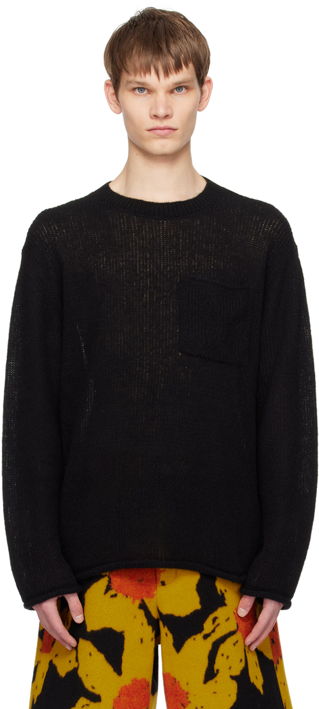 Shop The Elder Statesman Black Crewneck Sweater In 1 Black