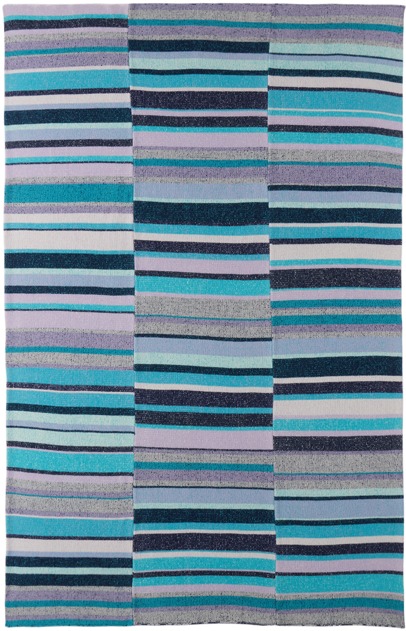 Shop The Elder Statesman Purple & Blue Stripe Super Soft Blanket In Wis/nvy/mib/ivr
