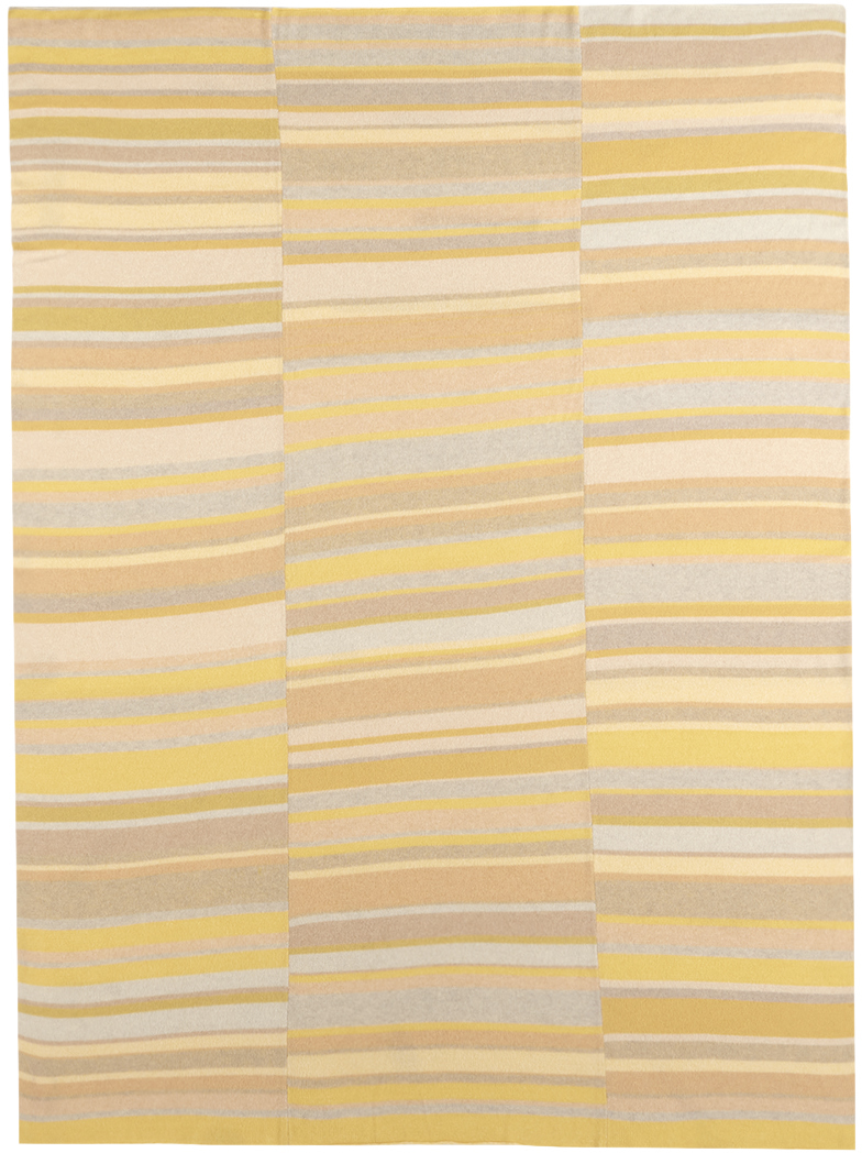 Shop The Elder Statesman Yellow & Gray Stripe Super Duper Blanket In Khk/sbm/ivr/hig