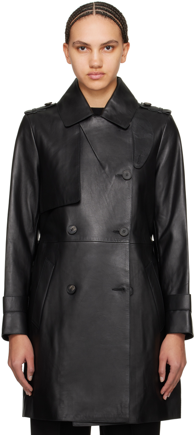 Black Mely Leather Coat