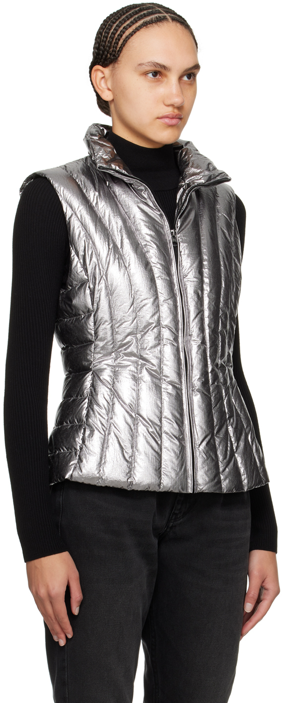 Mackage Women's Lilyan Metallic Laminate Down Vest In Gunmetal