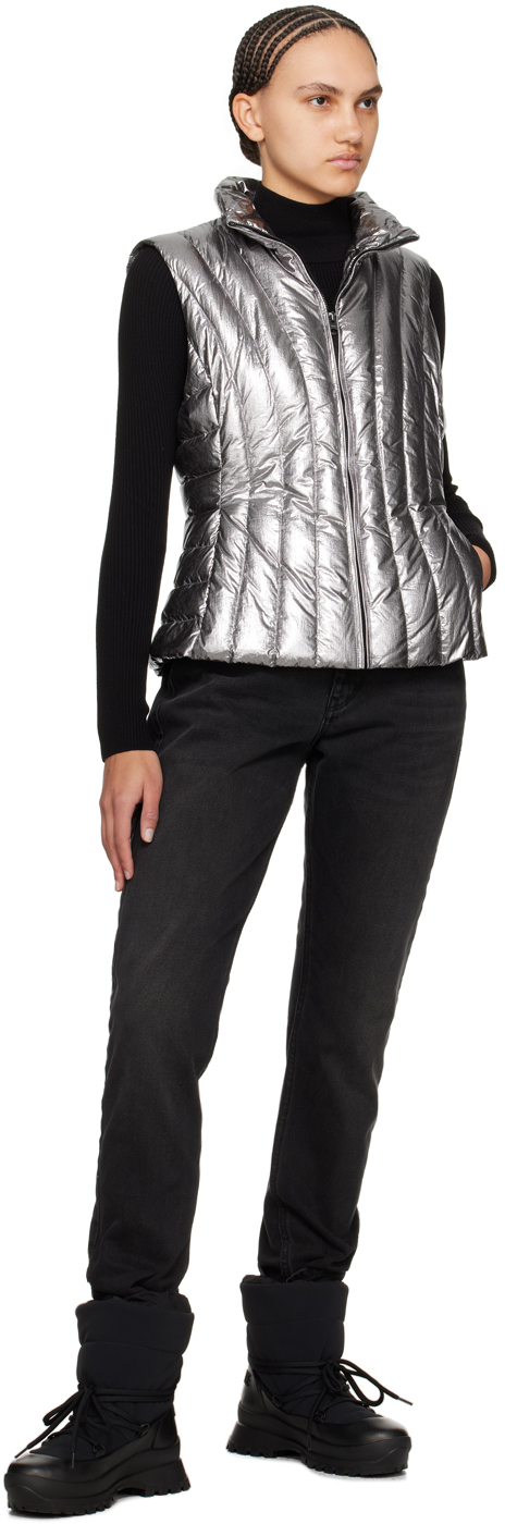 Mackage Women's Lilyan Metallic Laminate Down Vest In Gunmetal