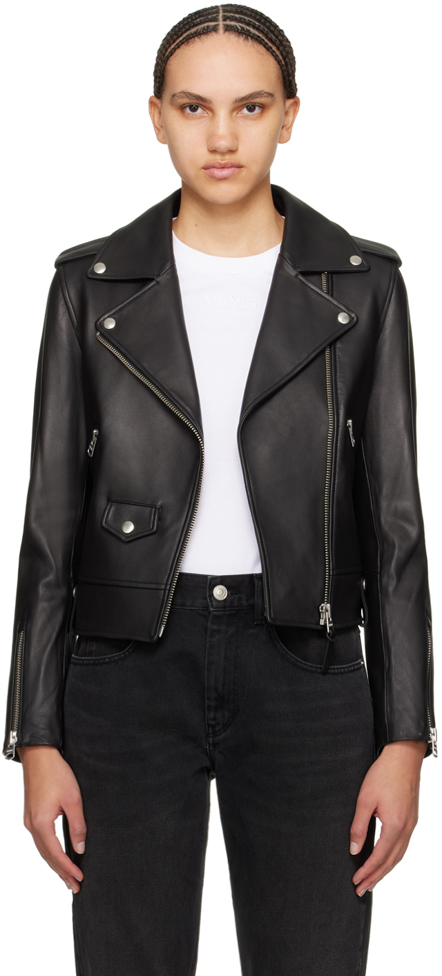 Black Baya Leather Biker Jacket