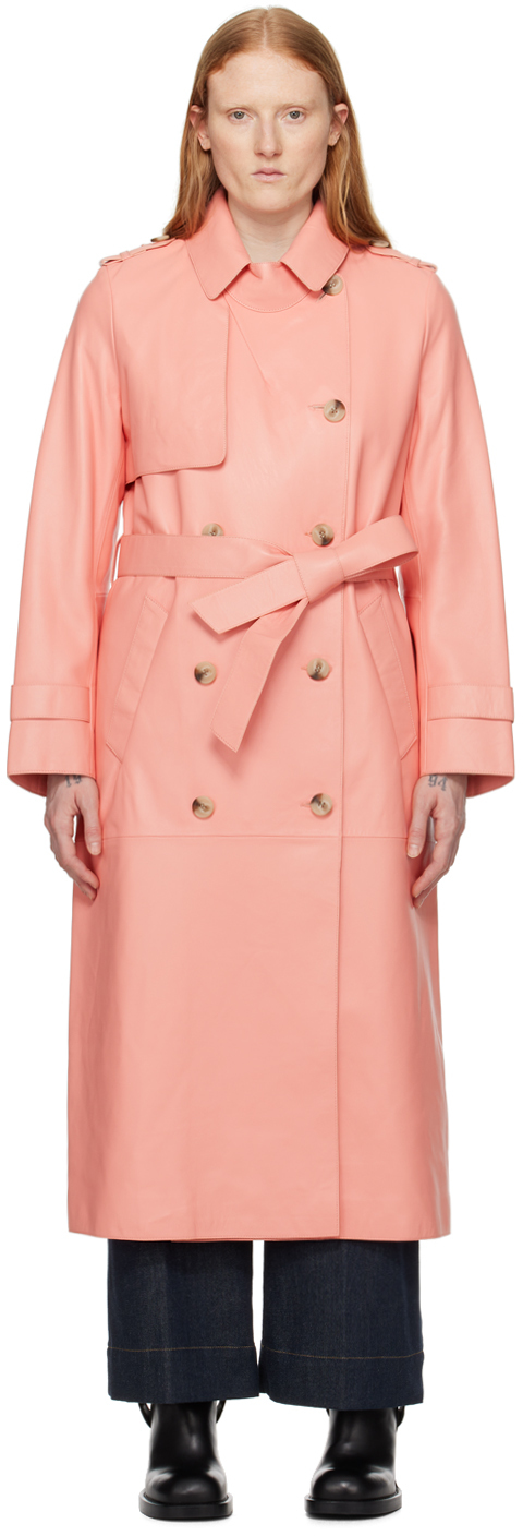 Pink Gael-V Leather Trench Coat