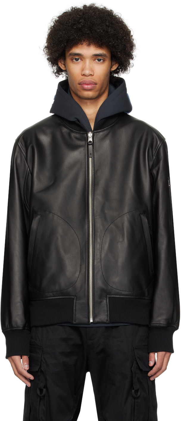 Black Easton Reversible Leather Jacket by MACKAGE on Sale