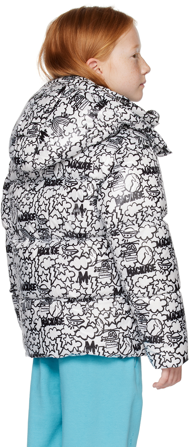 Mackage X Matthew Langille Kids' Jesse Water Repellent 800 Fill Power Recycled Down Jacket With Hood In Print
