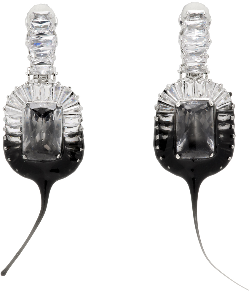 Shop Ottolinger Silver & Black Diamond Dip Clip Earrings