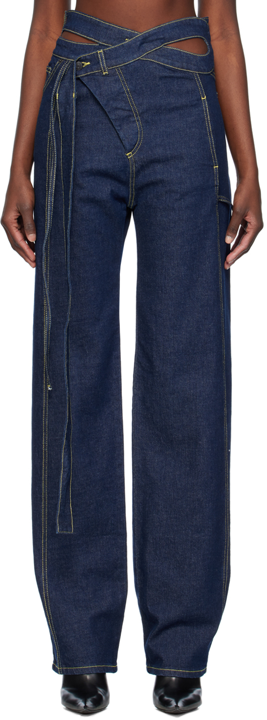 Shop Ottolinger Ssense Exclusive Blue Jeans In Deep Blue