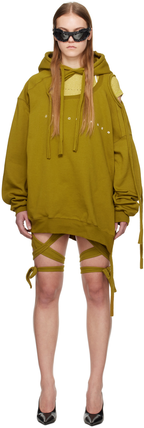 Shop Ottolinger Green Deconstructed Hoodie In Military Green