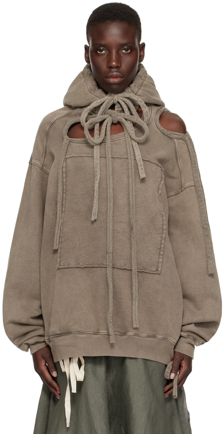 Shop Ottolinger Taupe Deconstructed Hoodie In Light Brown