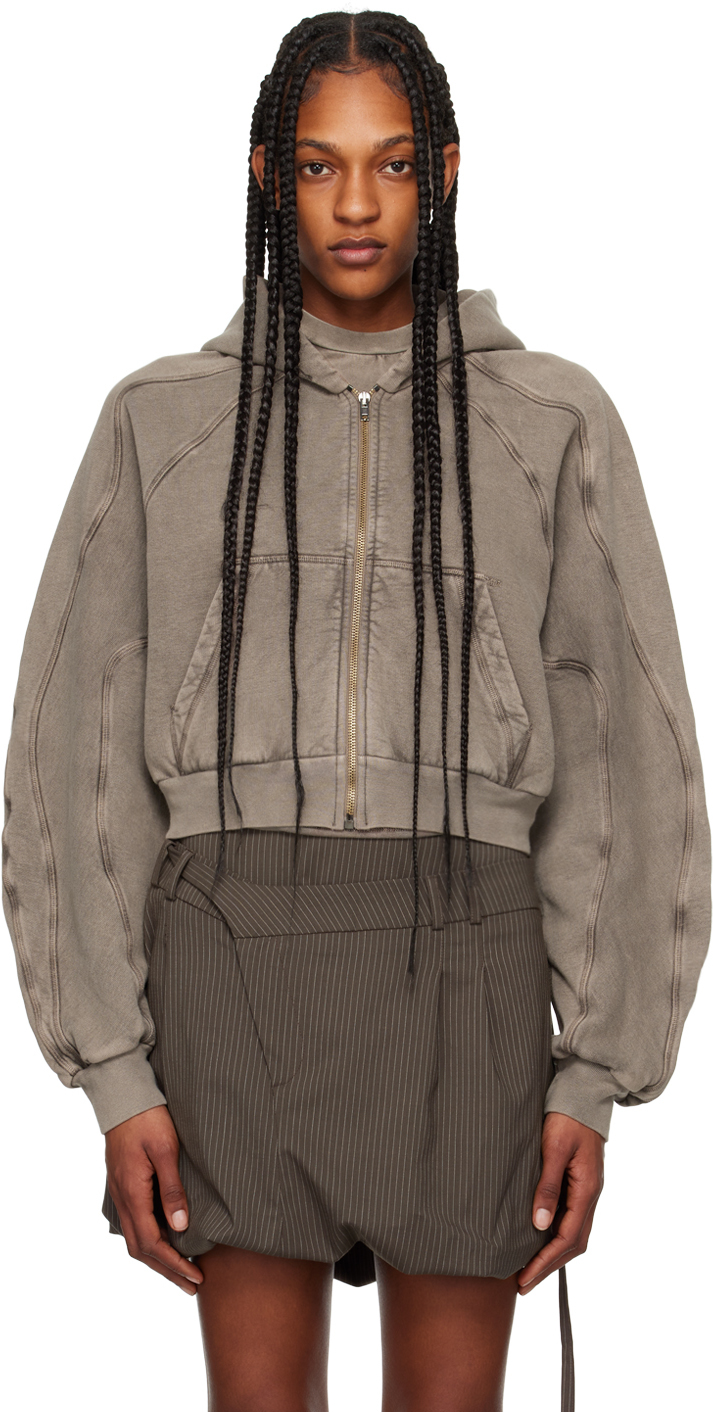 Shop Ottolinger Taupe Multiline Hoodie In Light Brown