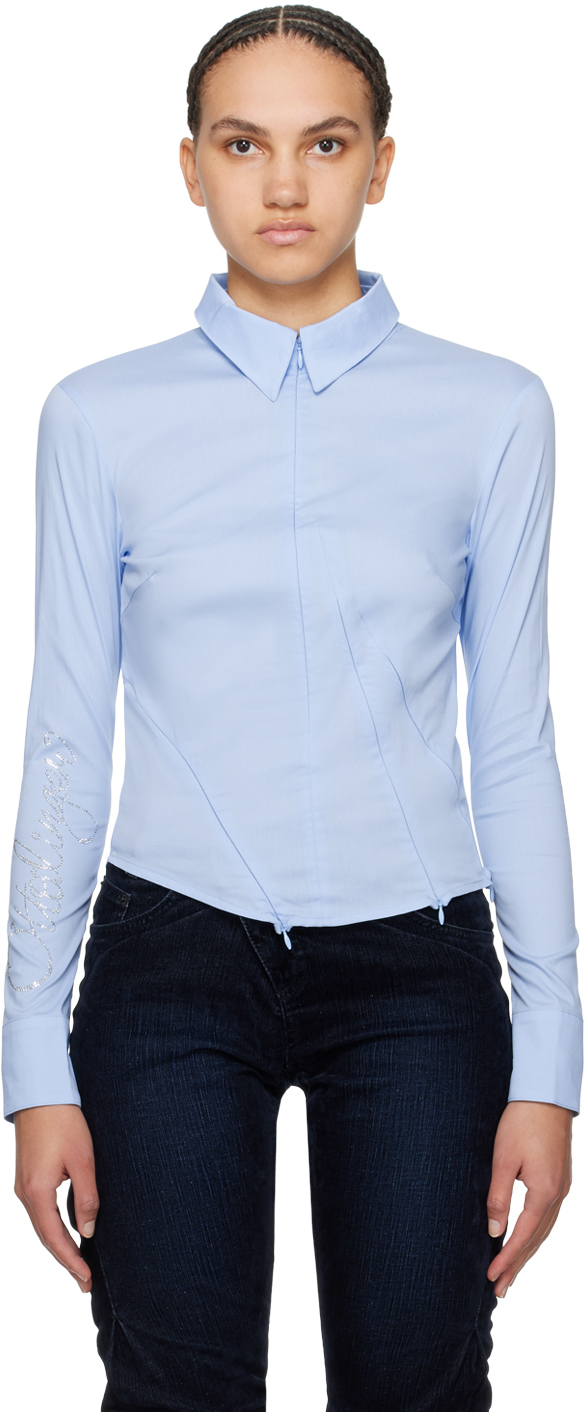Ottolinger Blue Zip Shirt In Light Blue