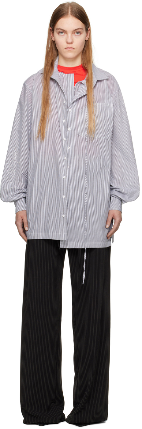 Ottolinger Gray Oversized Shirt In Grey/white Stripe