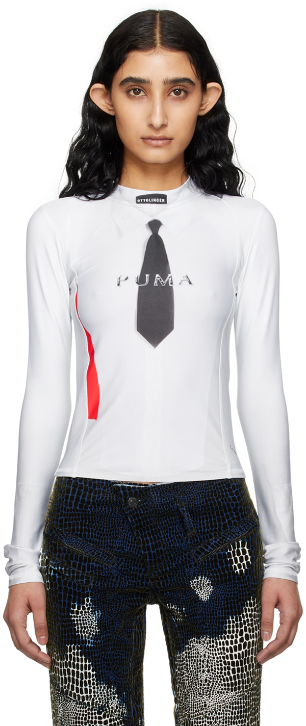 Shop Ottolinger White Puma Edition Long Sleeve T-shirt In Puma White