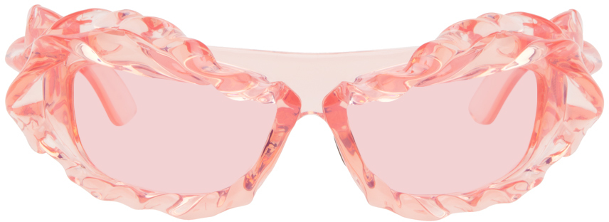 Shop Ottolinger Pink Twisted Sunglasses In Clear Rose